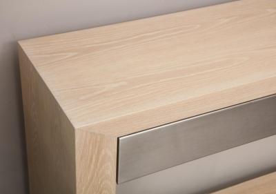  Venfield Bleached Oak Console with Brushed Stainless Steel Drawers