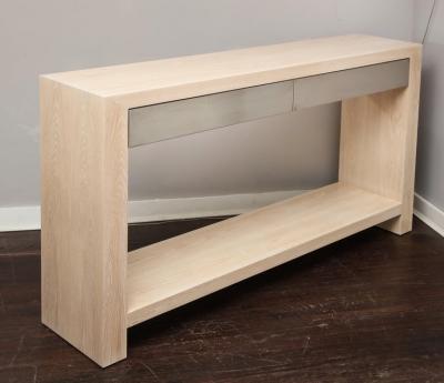  Venfield Bleached Oak Console with Brushed Stainless Steel Drawers