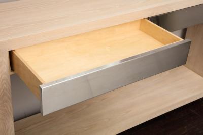  Venfield Bleached Oak Console with Brushed Stainless Steel Drawers
