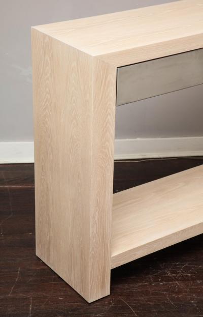  Venfield Bleached Oak Console with Brushed Stainless Steel Drawers