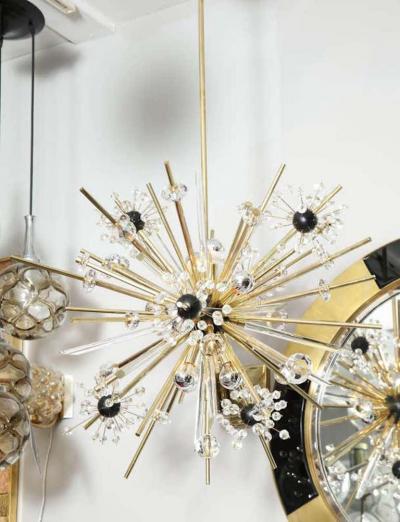  Venfield Brass and Austrian Crystal Sputnik Chandelier with Black Centre Spheres