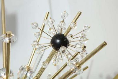  Venfield Brass and Austrian Crystal Sputnik Chandelier with Black Centre Spheres