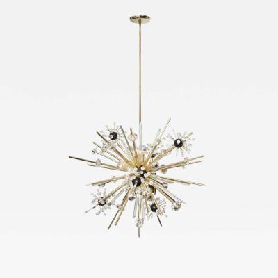  Venfield Brass and Austrian Crystal Sputnik Chandelier with Black Centre Spheres