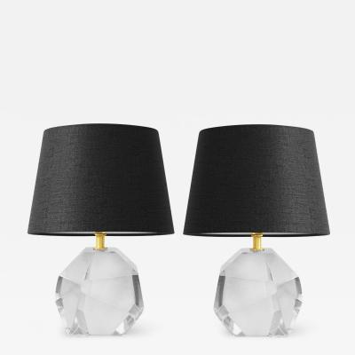  Venfield Chic Pair of Murano Gem Cut Glass Table Lamps