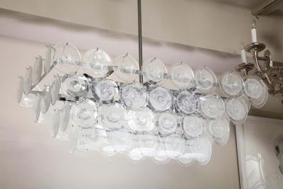  Venfield Clear Bubble Murano Glass Disc Chandelier in Rectangle Shape
