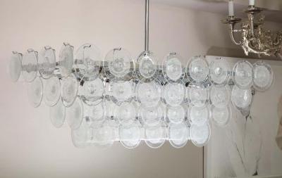  Venfield Clear Bubble Murano Glass Disc Chandelier in Rectangle Shape