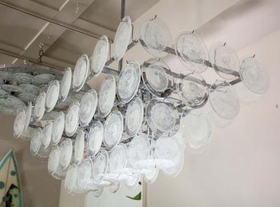  Venfield Clear Bubble Murano Glass Disc Chandelier in Rectangle Shape
