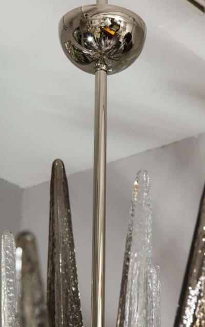  Venfield Clear and Smoke Murano Glass Spike Sputnik Chandelier With Metal Spheres