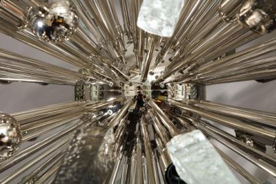  Venfield Clear and Smoke Murano Spike Glass Sputnik Chandelier With Metal Spheres