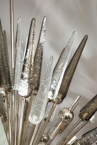  Venfield Clear and Smoke Murano Spike Glass Sputnik Chandelier With Metal Spheres