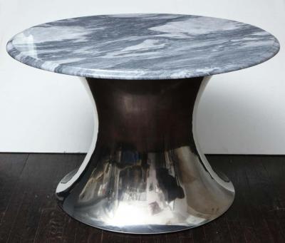  Venfield Cloud Gray Marble Coffee Table with Olpe Stainless Steel Base