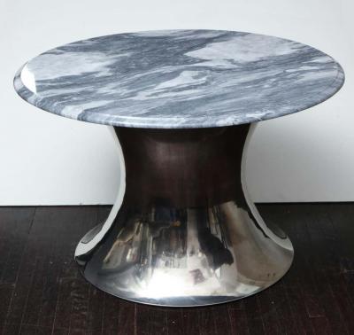  Venfield Cloud Gray Marble Coffee Table with Olpe Stainless Steel Base