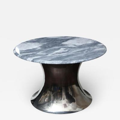  Venfield Cloud Gray Marble Coffee Table with Olpe Stainless Steel Base