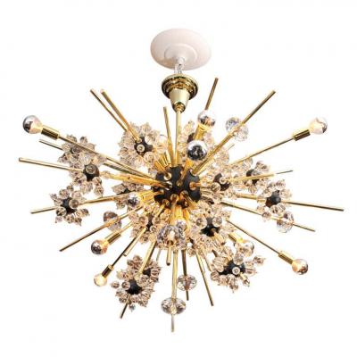  Venfield Crystal and Brass Rod Sputnik Chandelier with Black Spheres