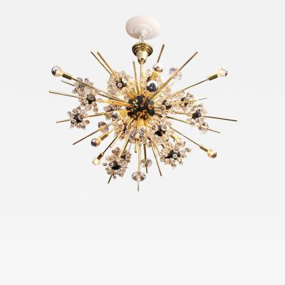 Venfield Crystal and Brass Rod Sputnik Chandelier with Black Spheres