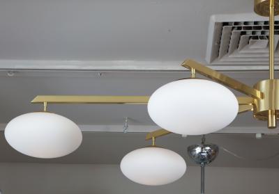 Venfield Custom 6 Opaline Globe Splayed Arm Chandelier