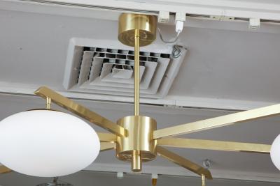  Venfield Custom 6 Opaline Globe Splayed Arm Chandelier