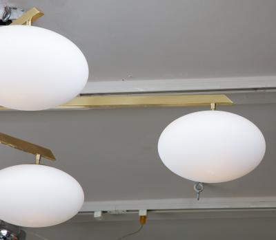  Venfield Custom 6 Opaline Globe Splayed Arm Chandelier