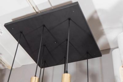  Venfield Custom 8 Globe Brass and Black Chandelier