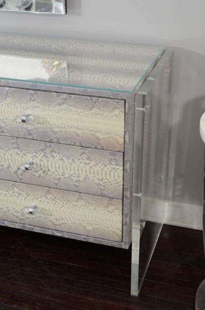  Venfield Custom 9 Drawer Python Dresser with Lucite Side Panels