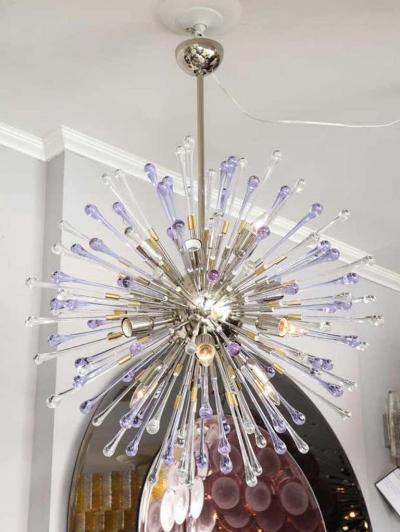  Venfield Custom Amethyst and Clear Teardrop Sputnik Chandelier