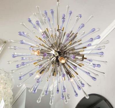  Venfield Custom Amethyst and Clear Teardrop Sputnik Chandelier
