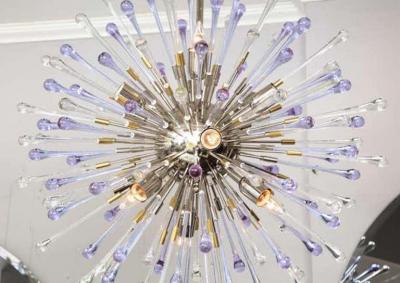  Venfield Custom Amethyst and Clear Teardrop Sputnik Chandelier