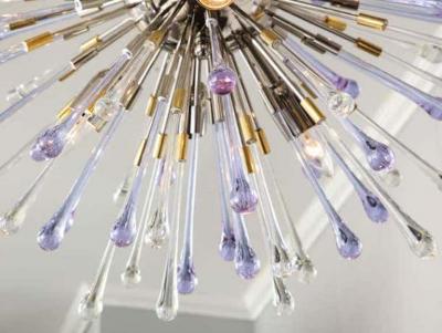  Venfield Custom Amethyst and Clear Teardrop Sputnik Chandelier