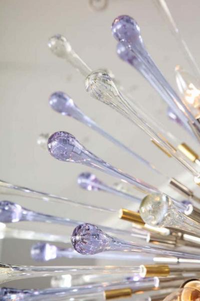  Venfield Custom Amethyst and Clear Teardrop Sputnik Chandelier