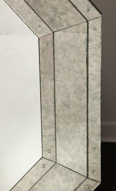  Venfield Custom Antiqued Octagon Mirror with Pie Crust Edges and Glass Rosettes