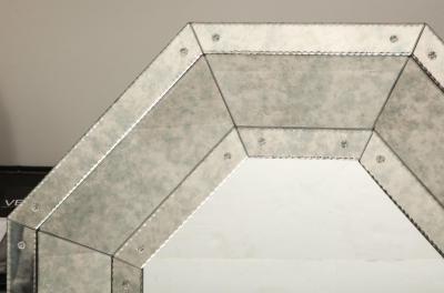  Venfield Custom Antiqued Octagon Mirror with Pie Crust Edges and Glass Rosettes