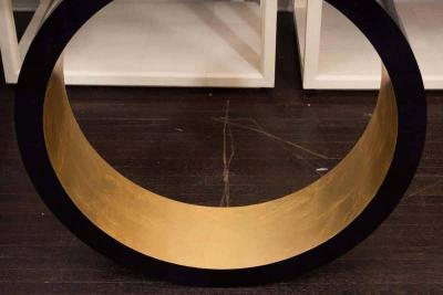  Venfield Custom Black Parchment Circle Console with Gold Leaf Interior