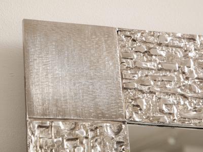  Venfield Custom Brutalist Mirror in the Manner of Luciano Frigerio in Brushed Nickel