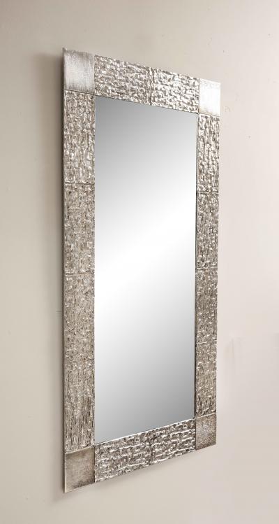  Venfield Custom Brutalist Mirror in the Manner of Luciano Frigerio in Brushed Nickel