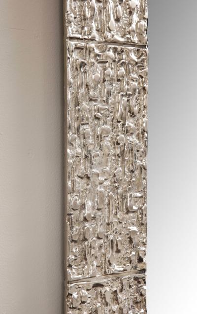  Venfield Custom Brutalist Mirror in the Manner of Luciano Frigerio in Brushed Nickel