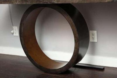  Venfield Custom Charcoal Goatskin Console with Umber Gold Leaf