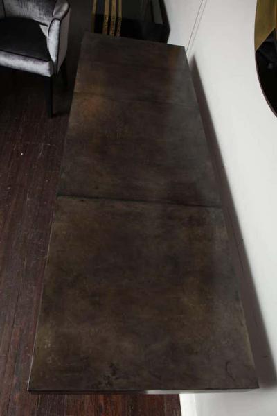  Venfield Custom Charcoal Goatskin Console with Umber Gold Leaf