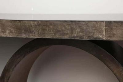  Venfield Custom Charcoal Goatskin Console with Umber Gold Leaf