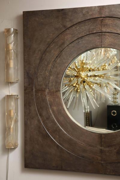  Venfield Custom Circle Mirror in Square Parchment Frame