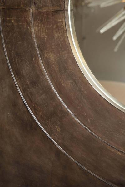  Venfield Custom Circle Mirror in Square Parchment Frame