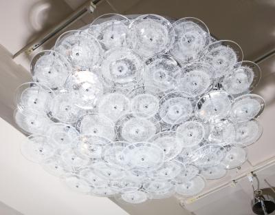  Venfield Custom Clear Bubble Murano Glass Disc Flush Mount Light 36 