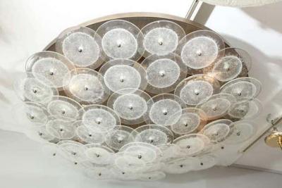  Venfield Custom Clear Bubble Murano Glass Disc Flush Mount Light