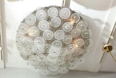  Venfield Custom Clear Bubble Murano Glass Disc Flush Mount Light