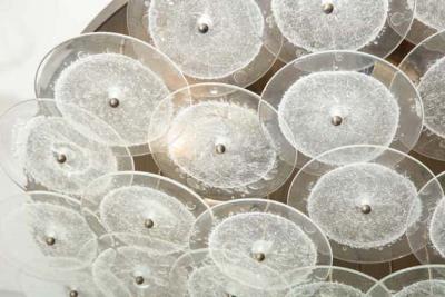  Venfield Custom Clear Bubble Murano Glass Disc Flush Mount Light