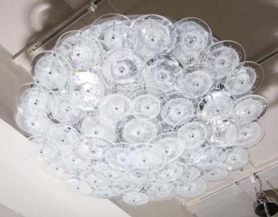  Venfield Custom Clear Bubble Murano Glass Disc Flush Mount Light