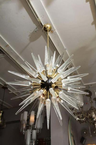  Venfield Custom Clear Murano Glass Spike Sputnik Chandelier