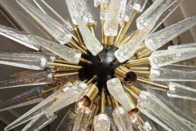  Venfield Custom Clear Murano Glass Spike Sputnik Chandelier