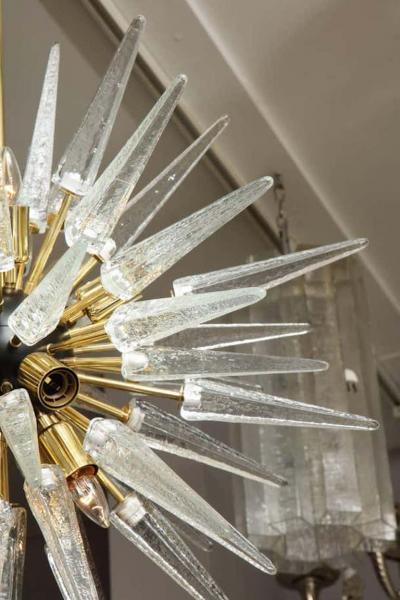  Venfield Custom Clear Murano Glass Spike Sputnik Chandelier