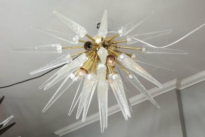  Venfield Custom Clear Murano Glass Spike Sputnik Flush Mount