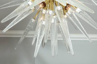  Venfield Custom Clear Murano Glass Spike Sputnik Flush Mount